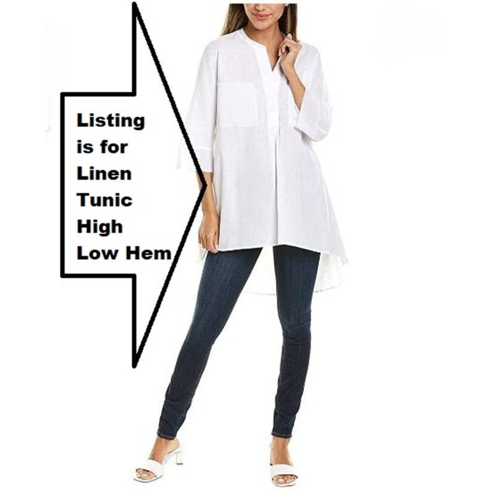 New Anne Klein X-Large Linen Blend Boyfriend SHIRT Mixed Media Top Hi-Low Tunic